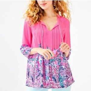 NWT Lilly Pulitzer Sz XXS Marilina Tunic Pink Tropics Lucky Lady Engineered Top
